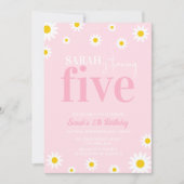 Retro Daisy Pastel Roze Minimaal 5 jarig Kaart (Voorkant)