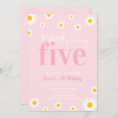 Retro Daisy Pastel Roze Minimaal 5 jarig Kaart (Voorkant / Achterkant)