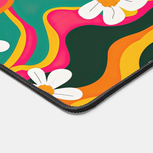 Retro Daisy Patroon Kleurrijk & Trippy Aangepaste  Bureaumat (Hoek)