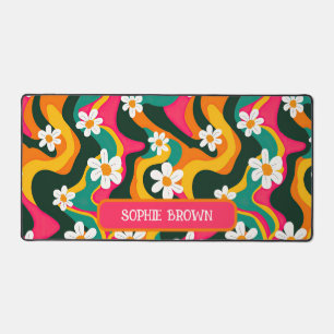 Retro Daisy Patroon Kleurrijk & Trippy Aangepaste  Bureaumat
