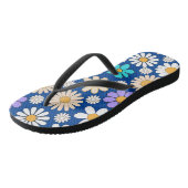 Retro Daisy Patroon Simple.01. Blauw BG Teenslippers (Schuin)