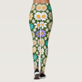 Retro Daisy Patroon Simple.01. D Green BG Leggings (Achterkant)