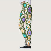 Retro Daisy Patroon Simple.01. D Green BG Leggings (Links)