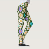 Retro Daisy Patroon Simple.01. D Green BG Leggings (Rechts)