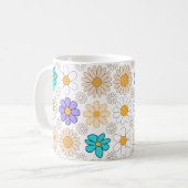 Retro Daisy Patroon Simple.01. Geen BG Koffiemok (Voorkant links)