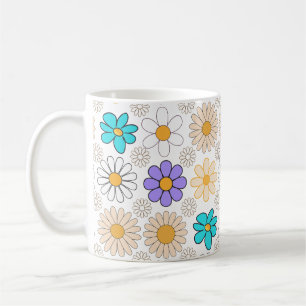 Retro Daisy Patroon Simple.01. Geen BG Koffiemok