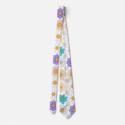 Retro Daisy Patroon Simple.01. Geen BG Stropdas (Achterkant)