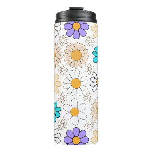 Retro Daisy Patroon Simple.01. Geen BG Thermosbeker (Voorkant)