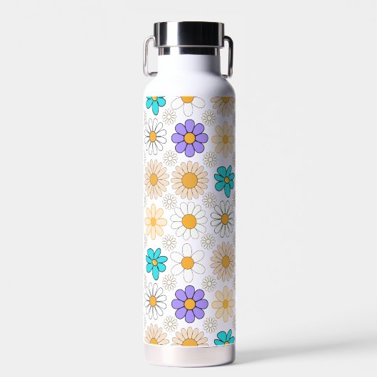 Retro Daisy Patroon Simple.01. Geen BG Waterfles (Voorkant)