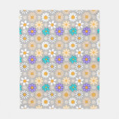 Retro Daisy Patroon Simple.01. Grijs BG Fleece Deken (Voorkant)