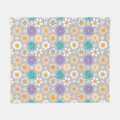Retro Daisy Patroon Simple.01. Grijs BG Fleece Deken (Voorkant (Horizontaal))