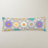 Retro Daisy Patroon Simple.01. Grijs BG Lichaamskussen (Achterkant)