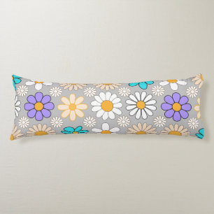 Retro Daisy Patroon Simple.01. Grijs BG Lichaamskussen