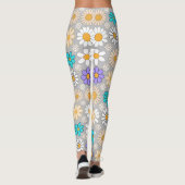 Retro Daisy Patroon Simple.01. L Grey BG Leggings (Achterkant)