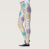 Retro Daisy Patroon Simple.01. L Grey BG Leggings (Links)