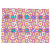 Retro Daisy Patroon Simple.01. Roze BG Groot Cadeauzakje (Achterkant)