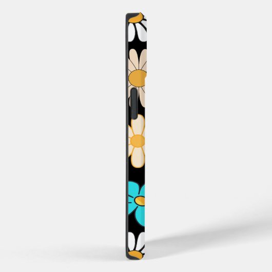 Retro Daisy Patroon Simple.01. Zwart BG Case-Mate iPhone Case (Achterkant / Rechts)