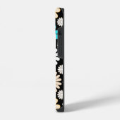 Retro Daisy Patroon Simple.01. Zwart BG iPhone Hoesje (Linkerkant)