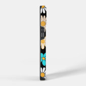 Retro Daisy Patroon Simple.01. Zwart BG iPhone Hoesje (Rechterkant)