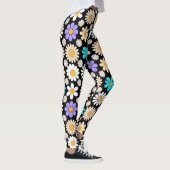 Retro Daisy Patroon Simple.01. Zwart BG Leggings (Rechts)