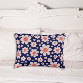 Retro Daisy Pattern Blue Kussensloop
