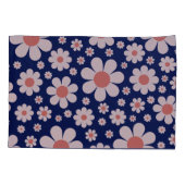 Retro Daisy Pattern Blue Kussensloop (Achterkant)