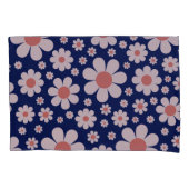 Retro Daisy Pattern Blue Kussensloop (Voorkant)