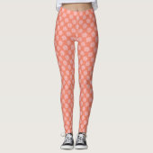 Retro Daisy Pattern Coral Peach BOHO Chic Leggings (Voorkant)