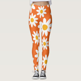 Retro Daisy Pattern-Leggings Leggings