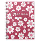 Retro Daisy Pattern Naam toevoegen Notitieboek (Voorkant)