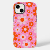 Retro  Daisy Pattern Oranje Roze Case-Mate iPhone Case (Achterkant)