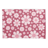 Retro Daisy Pattern Roze Kussensloop (Voorkant)