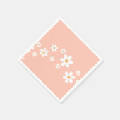 Retro Daisy Peach Pink Floral Servet (Hoek)
