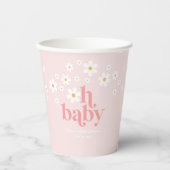 Retro Daisy Pink Baby shower Papieren Bekers (Voorkant)
