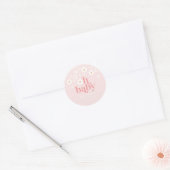 Retro Daisy Pink Baby shower Ronde Sticker (Envelop)