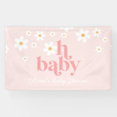 Retro Daisy Pink boho Baby shower Banner (Horizontaal)