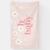 Retro Daisy Pink boho Baby shower Banner (Verticaal)