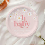 Retro Daisy Pink boho Baby shower Papieren Bordje<br><div class="desc">Oh Baby! Retro inspireerde daisy baby shower borden met 70-stijlen en boho lettertypen en kleuren.</div>