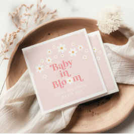 Retro Daisy Pink boho Baby shower Servet