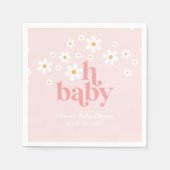 Retro Daisy Pink boho Baby shower Servet (Voorkant)
