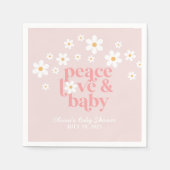 Retro Daisy Pink boho Peace Love Baby shower Servet (Voorkant)