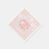 Retro Daisy Pink boho Peace Love Baby shower Servet (Hoek)