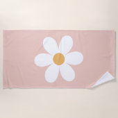 Retro Daisy Pink boho Strandlaken (Voorkant)
