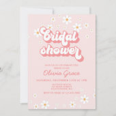 Retro Daisy Pink Bridal Shower Kaart (Voorkant)