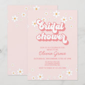 Retro Daisy Pink Bridal Shower Kaart (Voorkant / Achterkant)