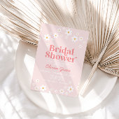 Retro Daisy Pink Bridal Shower Kaart