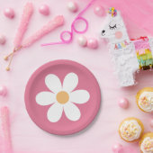 Retro Daisy Pink Classic Papieren Bordje (Feest)