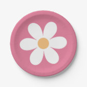 Retro Daisy Pink Classic Papieren Bordje (Voorkant)