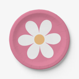 Retro Daisy Pink Classic Papieren Bordje