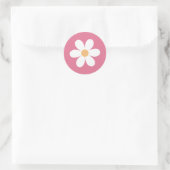 Retro Daisy Pink Classic Round Sticker (Tas)